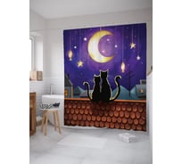 Штора (занавеска) для ванной JoyArty "Кошачья романтика" из сатена, 180х200 см sc_378647
