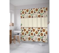 Штора (занавеска) для ванной JoyArty "Цветочная занавеска" из сатена, 180х200 см с крючками, sc_28484