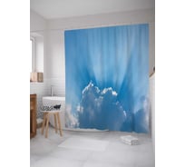 Штора (занавеска) для ванной JoyArty "Облачные символы" из сатена, 180х200 см с крючками, sc_13021