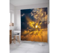 Штора (занавеска) для ванной JoyArty "Плавные лучи" из сатена, 180х200 см с крючками, sc_13007