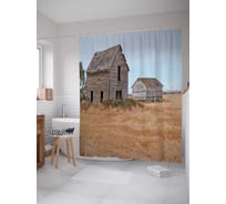 Штора (занавеска) для ванной JoyArty "Заброшенные амбары" из сатена, 180х200 см с крючками, sc_14878