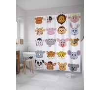 Штора (занавеска) для ванной JoyArty "Маски на утренник" из сатена, 180х200 см с крючками, sc_27908