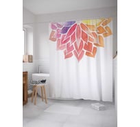 Штора (занавеска) для ванной JoyArty "Махровый полуцветок" из сатена, 180х200 см с крючками, sc_27837