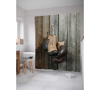 Штора (занавеска) для ванной JoyArty "Перчатки чемпиона" из сатена, 180х200 см с крючками, sc_13163