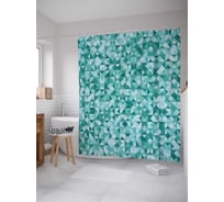 Штора (занавеска) для ванной JoyArty "Геометрический орнамент" из сатена, 180х200 см с крючками, sc_13266