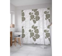 Штора (занавеска) для ванной JoyArty "Воздушные листья" из сатена, 180х200 см с крючками, sc_13276