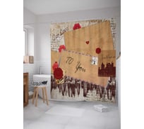 Штора (занавеска) для ванной JoyArty "Наша любовь к тебе" из сатена, 180х200 см с крючками, sc_2933