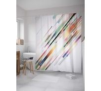 Штора (занавеска) для ванной JoyArty "Диагональные полосы" из сатена, 180х200 см с крючками, sc_27893