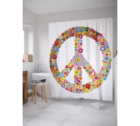 Штора (занавеска) для ванной JoyArty "Цветочный символ хиппи" из сатена, 180х200 см с крючками, sc_14926