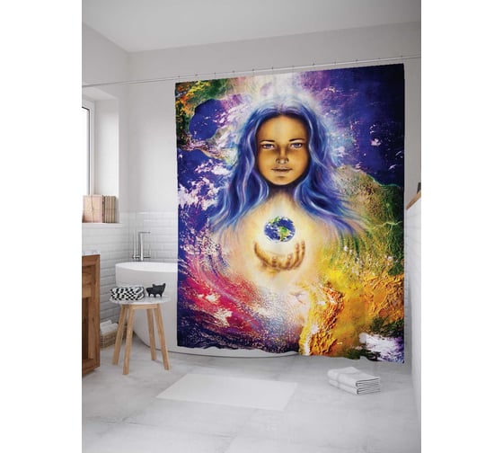 Штора (занавеска) для ванной JoyArty "Мать природа" из сатена, 180х200 см с крючками, sc_12879 1