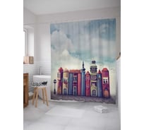 Штора (занавеска) для ванной JoyArty "Книжная архитектура" из сатена, 180х200 см с крючками, sc_12926