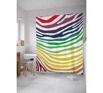Штора (занавеска) для ванной JoyArty "Радужная зебра" из сатена, 180х200 см с крючками, sc_12958