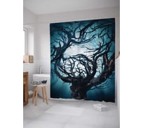 Штора (занавеска) для ванной JoyArty "Устрашающее дерево" из сатена, 180х200 см с крючками, sc_12882