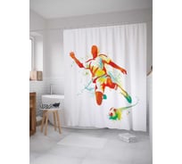 Штора (занавеска) для ванной JoyArty "Сила футбола" из сатена, 180х200 см с крючками, sc_12421