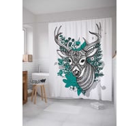 Штора (занавеска) для ванной JoyArty "Фантастический олень" из сатена, 180х200 см с крючками, sc_12781