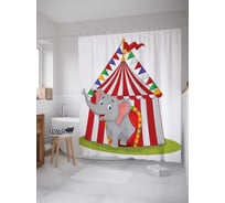 Штора (занавеска) для ванной JoyArty "Цирковой слоник" из сатена, 180х200 см с крючками, sc_12737