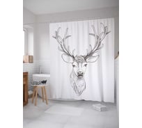 Штора (занавеска) для ванной JoyArty "Олень с большими рогами" из сатена, 180х200 см с крючками, sc_12790