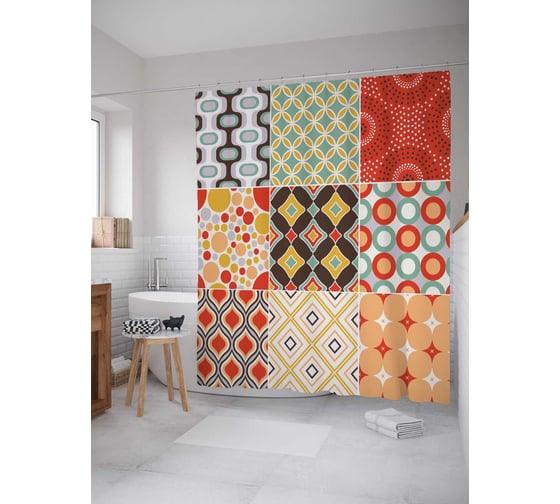 Штора (занавеска) для ванной JoyArty "Завораживающие текстуры" из сатена, 180х200 см с крючками, sc_13164 1