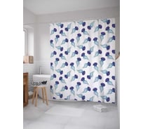 Штора (занавеска) для ванной JoyArty "Танец медуз" из сатена, 180х200 см с крючками, sc_12947