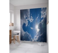 Штора (занавеска) для ванной JoyArty "Выглянувшее солнце" из сатена, 180х200 см с крючками, sc_13029