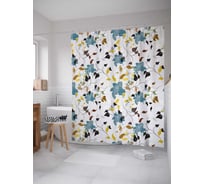 Штора (занавеска) для ванной JoyArty "Цветочный беспорядок" из сатена, 180х200 см с крючками, sc_13296