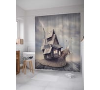 Штора (занавеска) для ванной JoyArty "Улиточный дом" из сатена, 180х200 см с крючками, sc_12907