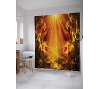 Штора (занавеска) для ванной JoyArty "Облачные лучи" из сатена, 180х200 см с крючками, sc_13000