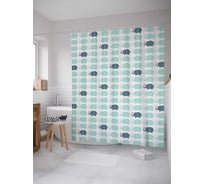 Штора (занавеска) для ванной JoyArty "Слоны и влюбленность" из сатена, 180х200 см с крючками, sc_12631