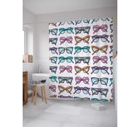 Штора (занавеска) для ванной JoyArty "Креативные очки" из сатена, 180х200 см с крючками, sc_13172