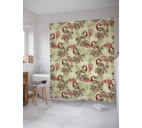 Штора (занавеска) для ванной JoyArty "Обычаи павлинов" из сатена, 180х200 см с крючками, sc_12579