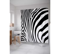 Штора (занавеска) для ванной JoyArty "Зебровый узор" из сатена, 180х200 см с крючками, sc_12963