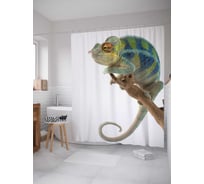 Штора (занавеска) для ванной JoyArty "Внимательный хамелеон" из сатена, 180х200 см с крючками, sc_13370