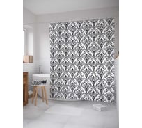 Штора (занавеска) для ванной JoyArty "Строгие цветы" из сатена, 180х200 см с крючками, sc_13200