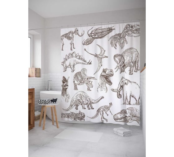 Штора (занавеска) для ванной JoyArty "Период древности" из сатена, 180х200 см с крючками, sc_12660 1