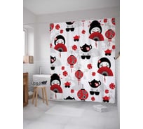 Штора (занавеска) для ванной JoyArty "Чайная традиция" из сатена, 180х200 см с крючками, sc_13124