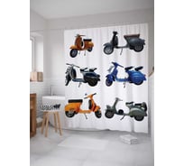 Штора (занавеска) для ванной JoyArty "Модные скутеры" из сатена, 180х200 см с крючками, sc_13139