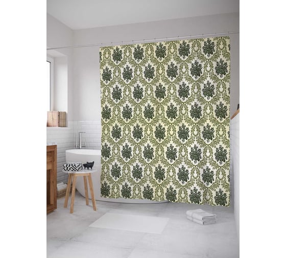 Штора (занавеска) для ванной JoyArty "Магические растения" из сатена, 180х200 см с крючками, sc_13205 1
