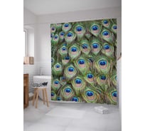 Штора (занавеска) для ванной JoyArty "Мир павлина" из сатена, 180х200 см с крючками, sc_12568