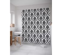 Штора (занавеска) для ванной JoyArty "Лиственная декорация" из сатена, 180х200 см с крючками, sc_13209