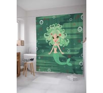 Штора (занавеска) для ванной JoyArty "Магическая русалка" из сатена, 180х200 см с крючками, sc_12853