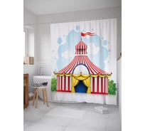 Штора (занавеска) для ванной JoyArty "Цирковой вход" из сатена, 180х200 см с крючками, sc_12767