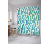Штора (занавеска) для ванной JoyArty "Лиственный узор" из сатена, 180х200 см с крючками, sc_13261