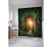 Штора (занавеска) для ванной JoyArty "Жилище в зарослях" из сатена, 180х200 см с крючками, sc_12930