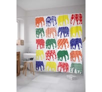 Штора (занавеска) для ванной JoyArty "Узоры для всех слонов" из сатена, 180х200 см с крючками, sc_12616