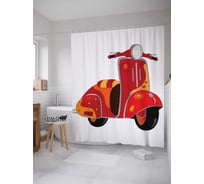 Штора (занавеска) для ванной JoyArty "Яркий скутер" из сатена, 180х200 см с крючками, sc_13159