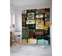 Штора (занавеска) для ванной JoyArty "Багажный отсек" из сатена, 180х200 см с крючками, sc_13148