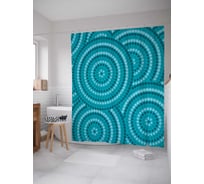 Штора (занавеска) для ванной JoyArty "Узоры с кругами" из сатена, 180х200 см с крючками, sc_13258