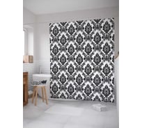 Штора (занавеска) для ванной JoyArty "Классические цветочные плетения" из сатена, 180х200 см с крючками, sc_13194