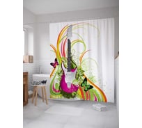 Штора (занавеска) для ванной JoyArty "Красочный рок" из сатена, 180х200 см с крючками, sc_12676