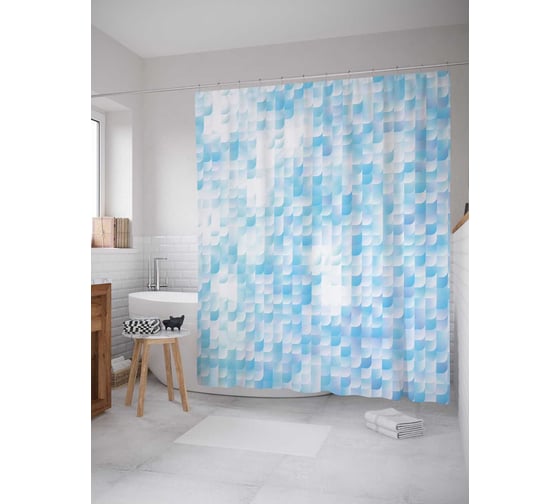 Штора (занавеска) для ванной JoyArty "Буря эмоций" из сатена, 180х200 см с крючками, sc_13257 1